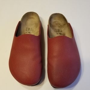 Birkenstock clogs, leather.